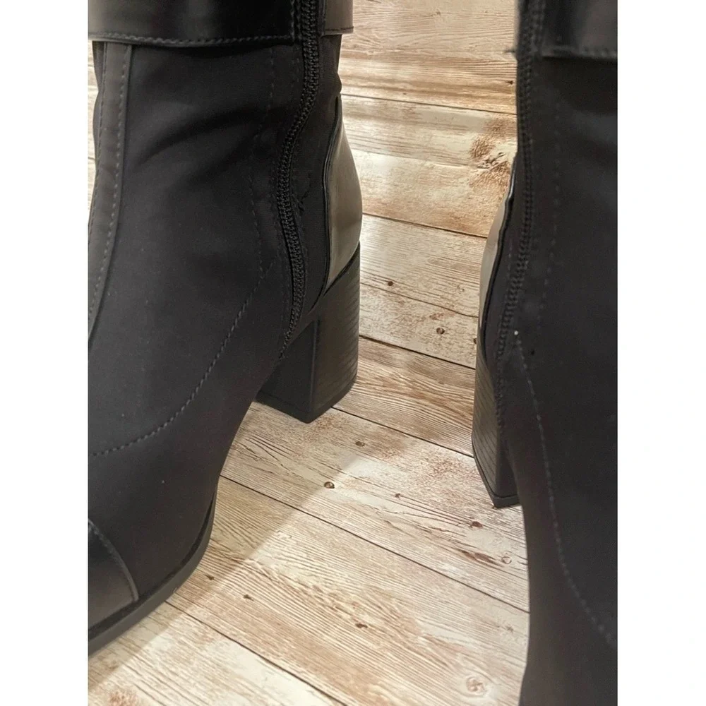 Journee Collection‎ Black Over-The-Knee Block Heel Boots Buckle Size 9XWC NEW